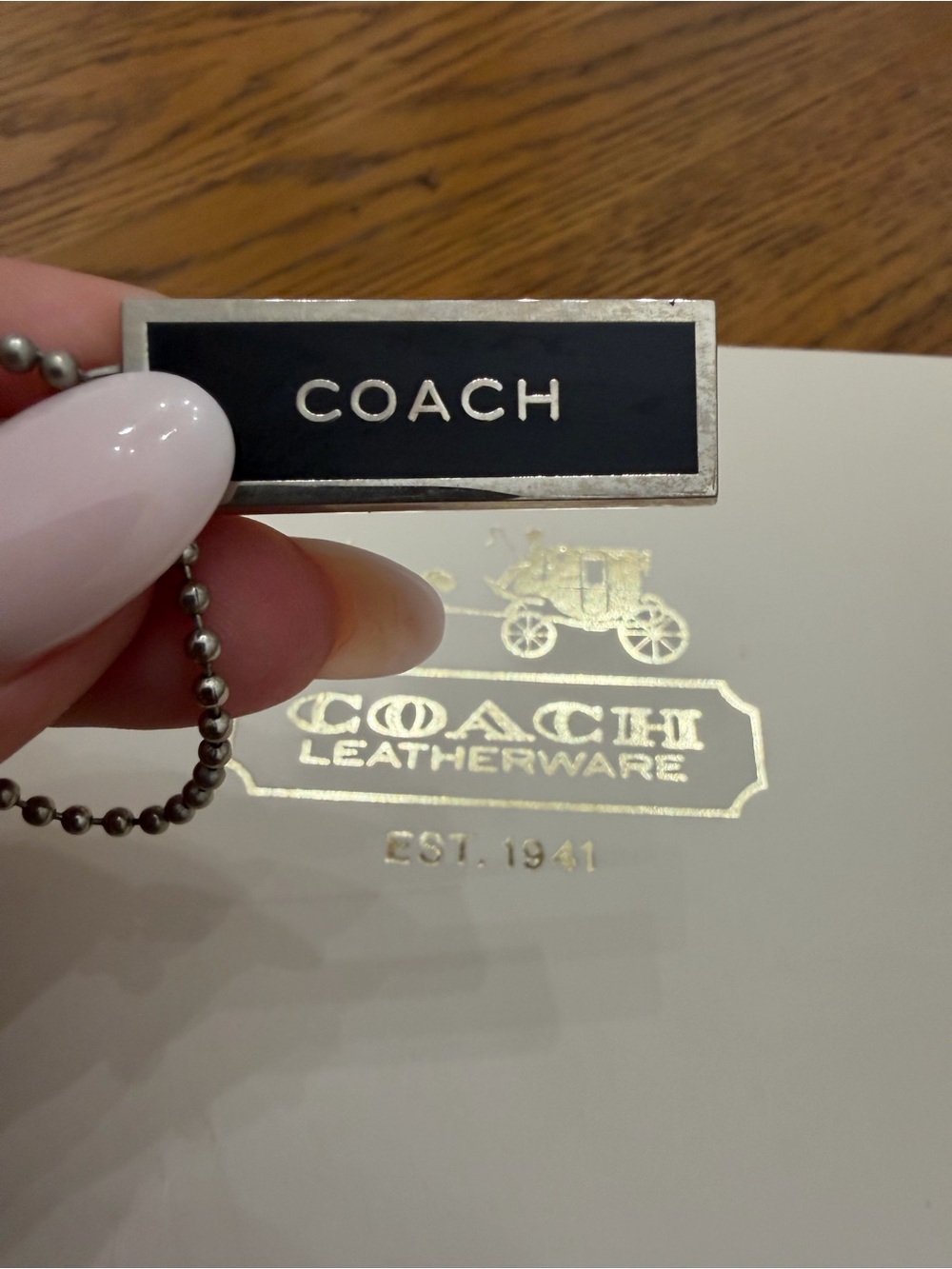 RARE COACH Black Enamel Logo Hang Tag Charm